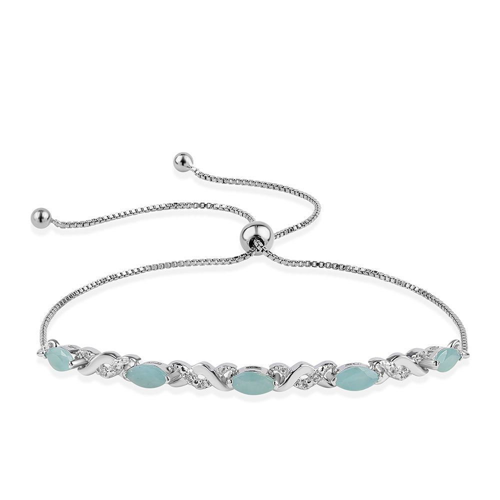 Pulsera de Plata con Grandidierita y Topacio Blanco