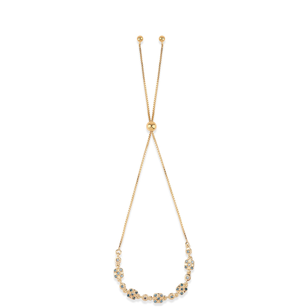 Pulsera de Plata Bañada en Oro con Diamante Azul