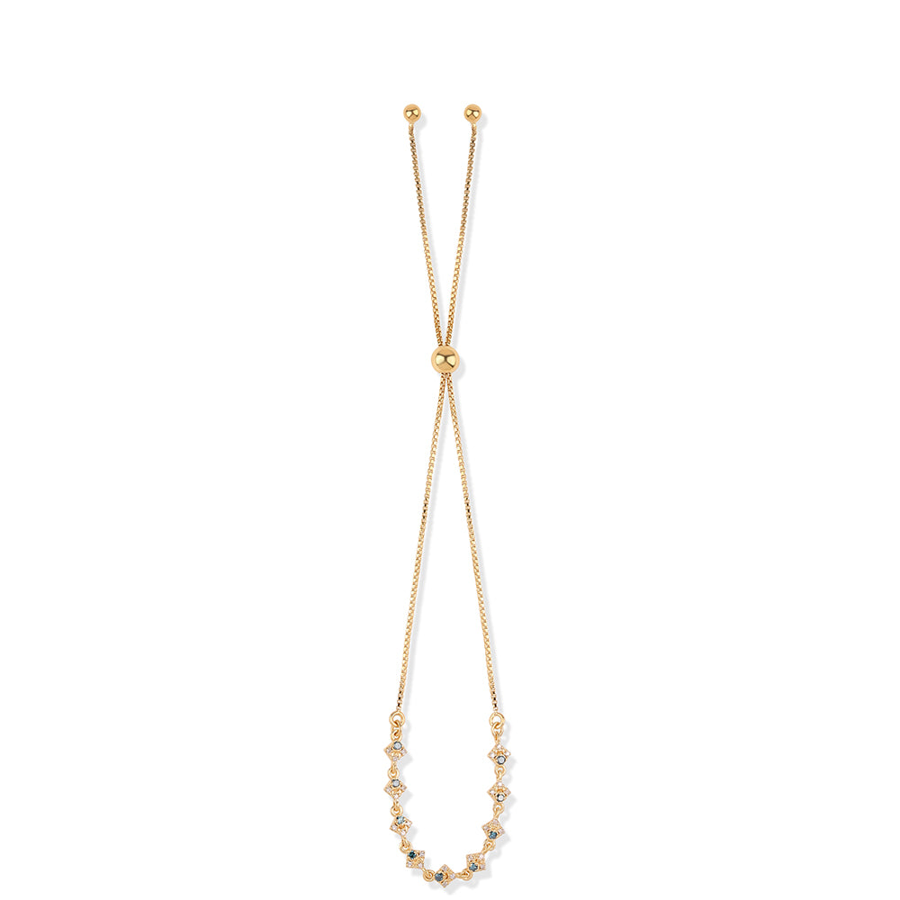 Pulsera de Plata Bañada en Oro con Diamante Azul y Diamante blanco