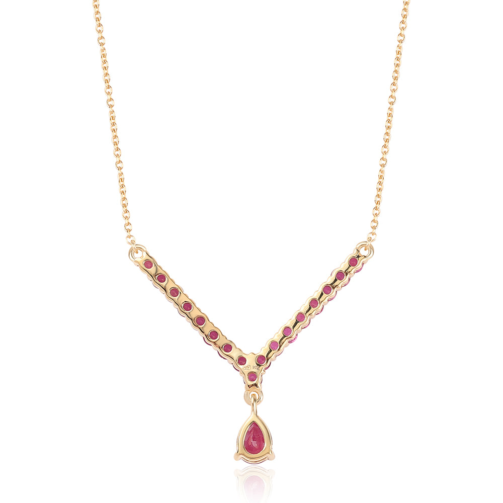 Collar de Plata Bañada en Oro con Rubí de Mozambique