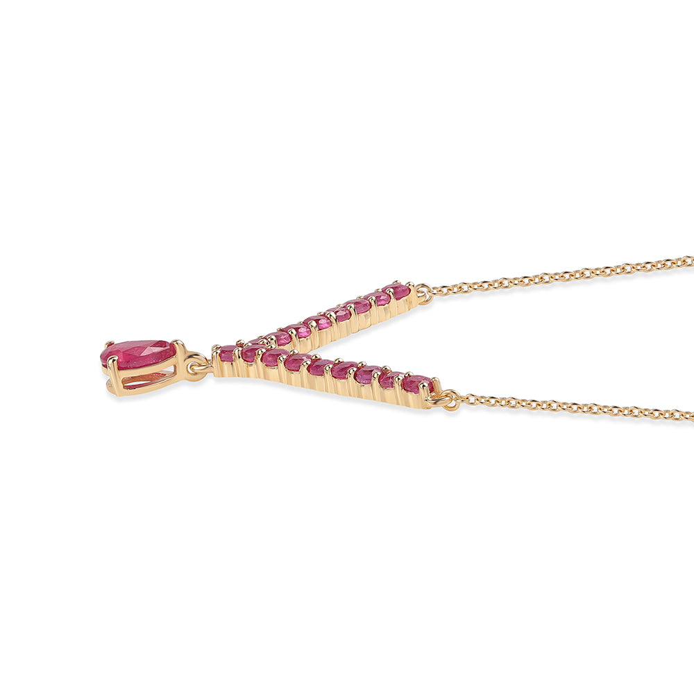 Collar de Plata Bañada en Oro con Rubí de Mozambique