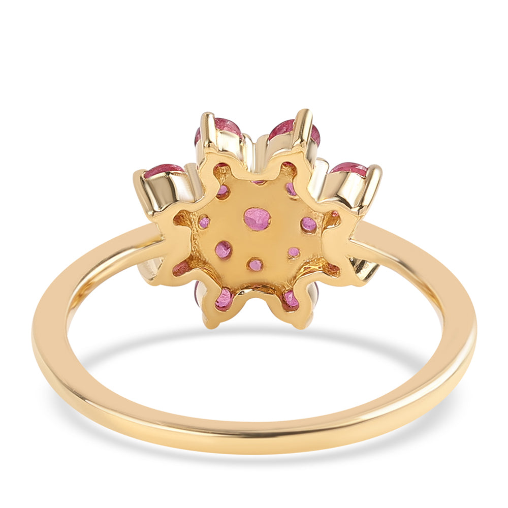 Anillo de Plata Bañada en Oro con Rubí de Mozambique