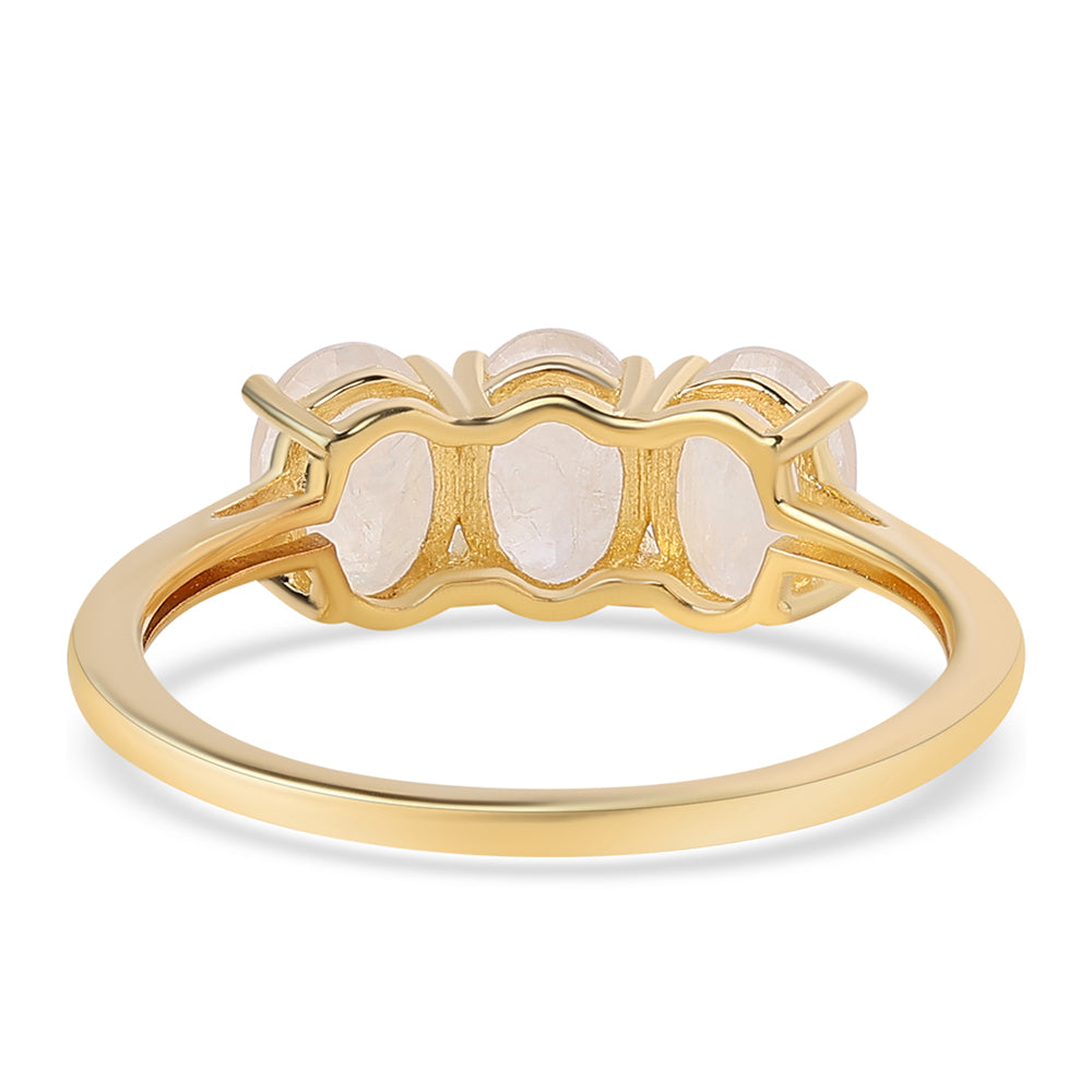 Anillo de Plata Bañada en Oro con Piedra de Luna de arcoiris AA