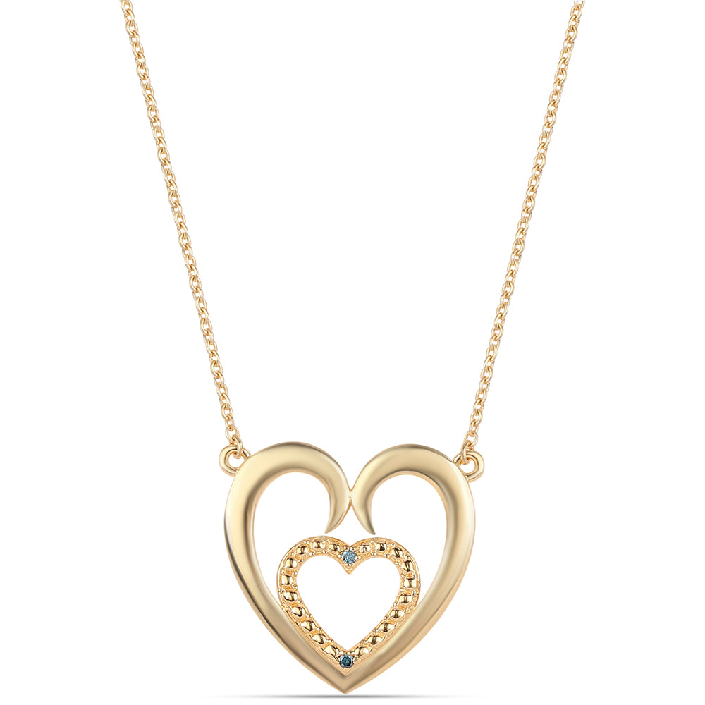 Collar de Plata Bañada en Oro con Diamante Azul