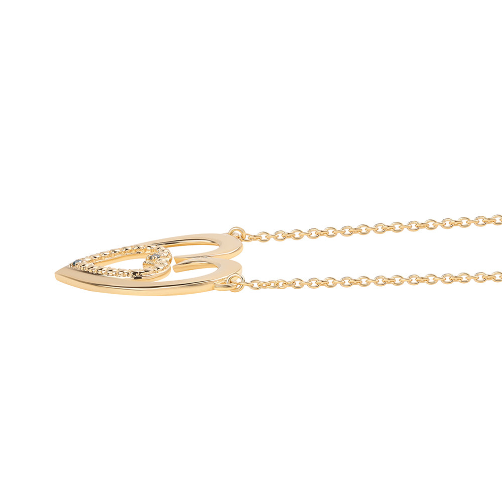 Collar de Plata Bañada en Oro con Diamante Azul
