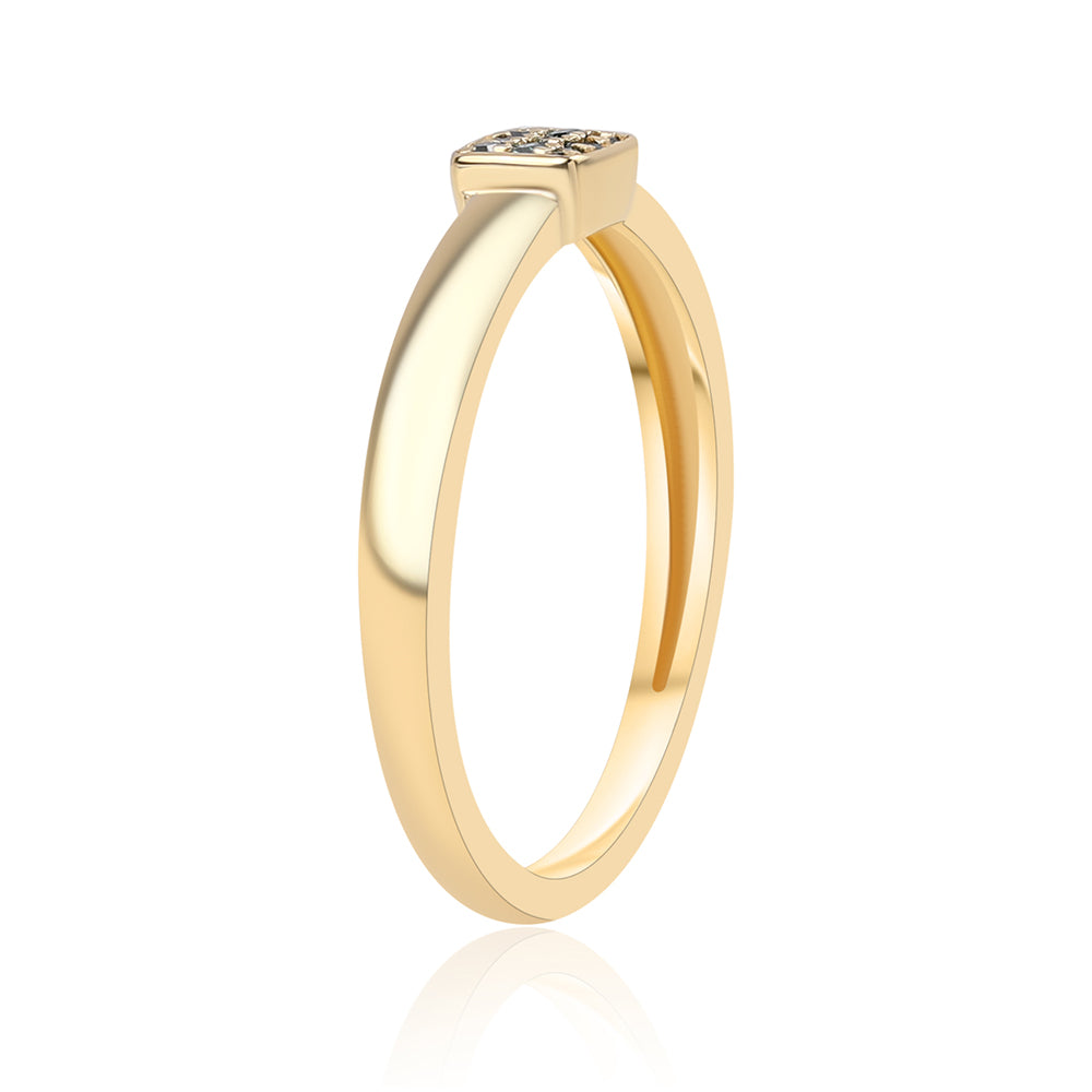 Anillo de Plata Bañada en Oro con Diamante Azul