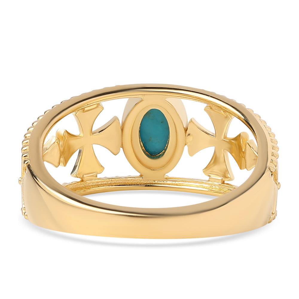 Anillo de Plata Bañada en Oro con Turquesa Bella Durmiente
