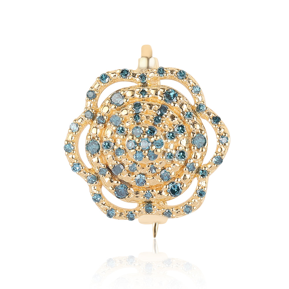 de Plata Bañada en Oro con Diamante Azul y Diamante blanco