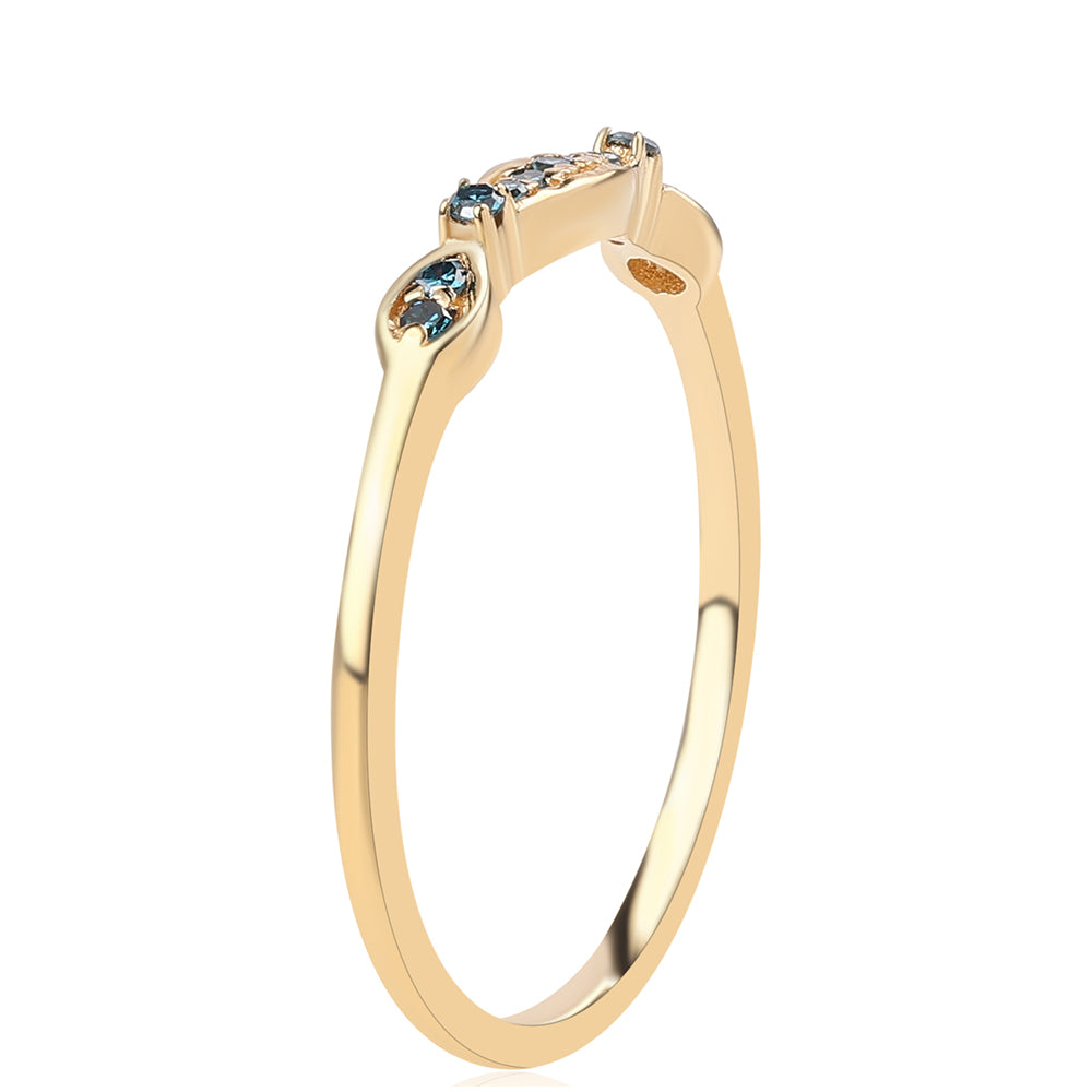 Anillo de Plata Bañada en Oro con Diamante Azul