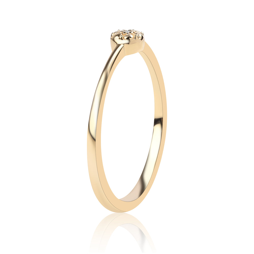 Anillo de Plata Bañada en Oro con Diamante Azul