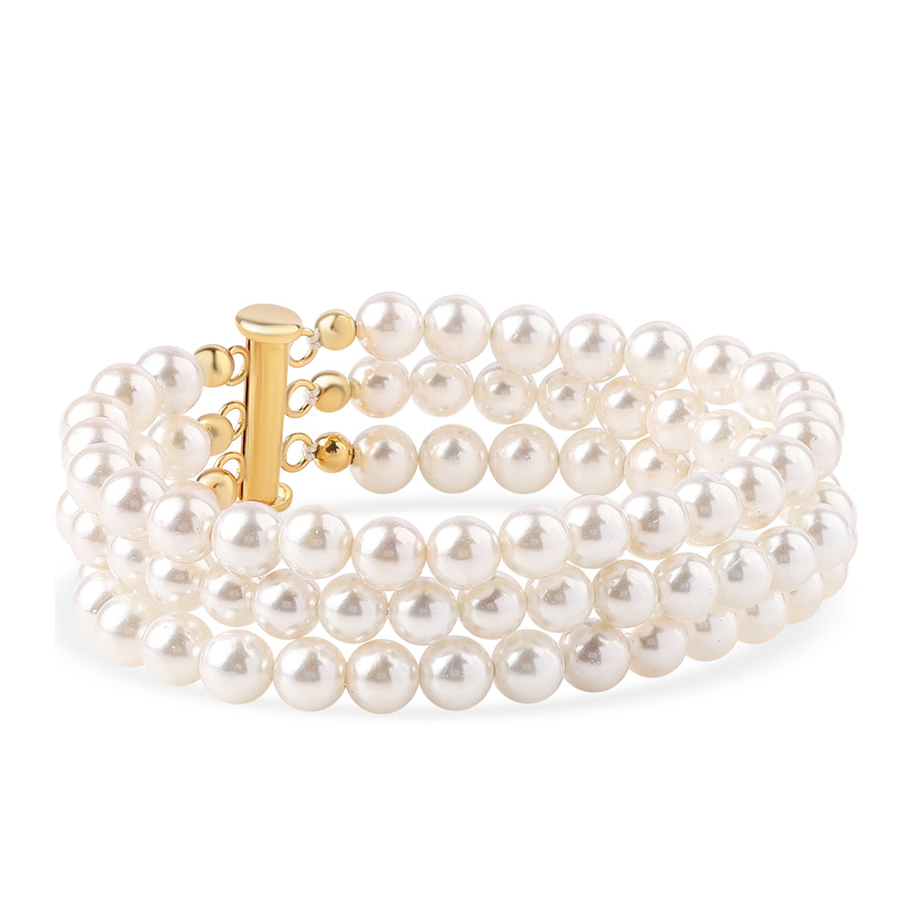 Pulsera de Plata Bañada en Oro con Perla blanca de agua dulce