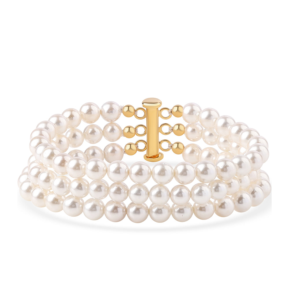 Pulsera de Plata Bañada en Oro con Perla blanca de agua dulce