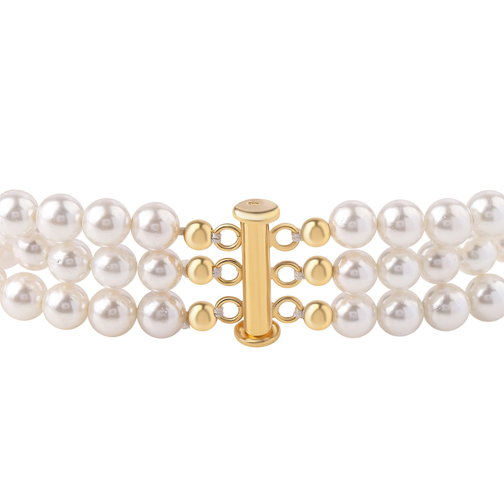 Pulsera de Plata Bañada en Oro con Perla blanca de agua dulce