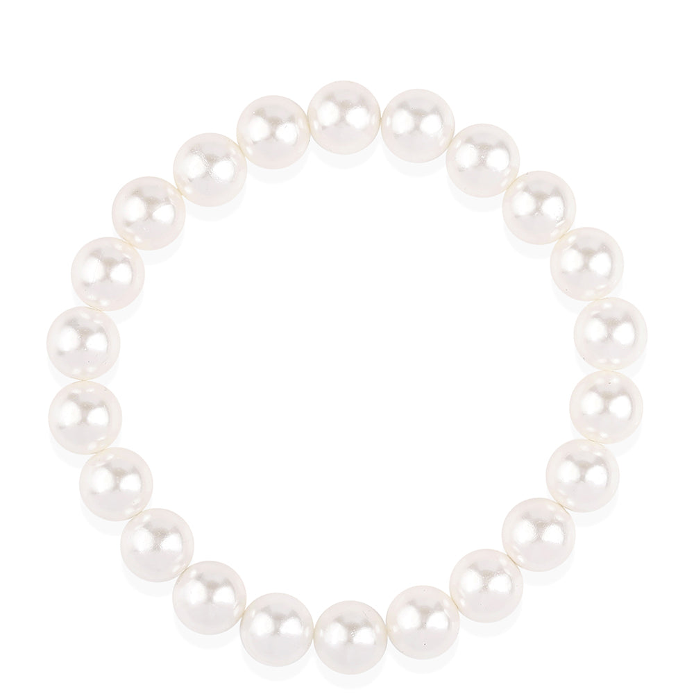 Conjunto de Plata Bañada en Oro con Perla blanca de agua dulce ( Collar +Pendientes +Pulsera )