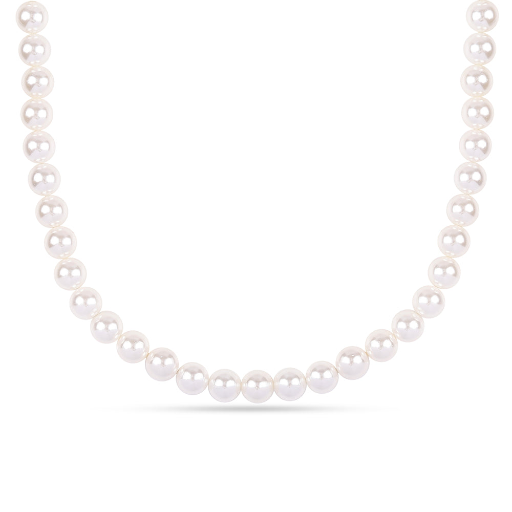 Conjunto de Plata Bañada en Oro con Perla blanca de agua dulce ( Collar +Pendientes +Pulsera )