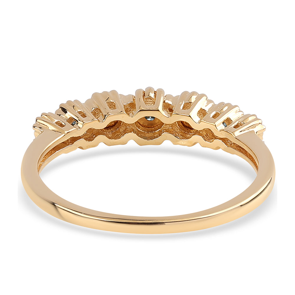 Anillo de Plata Bañada en Oro con Diamante Azul