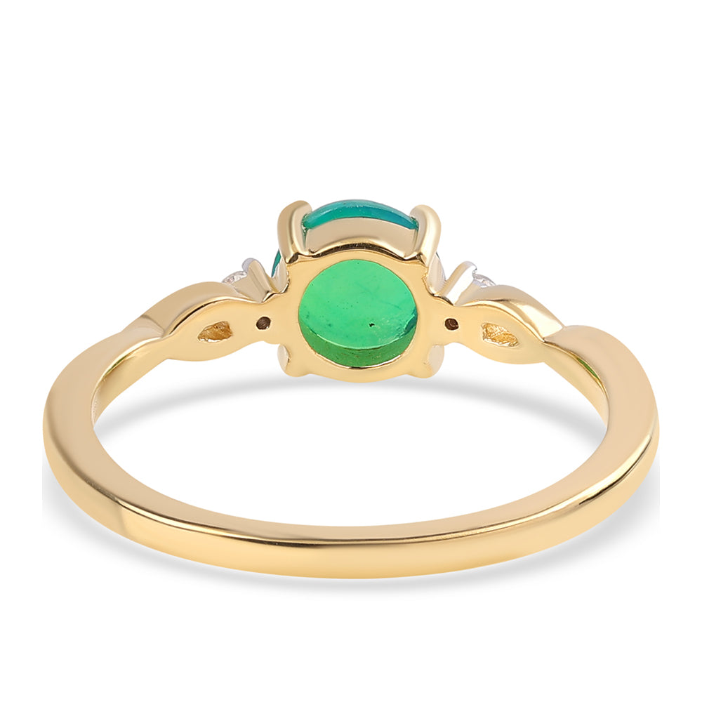 Anillo de Plata Bañada en Oro con Ópalo Verde Etíope de Lega Dembi y Topacio Blanco