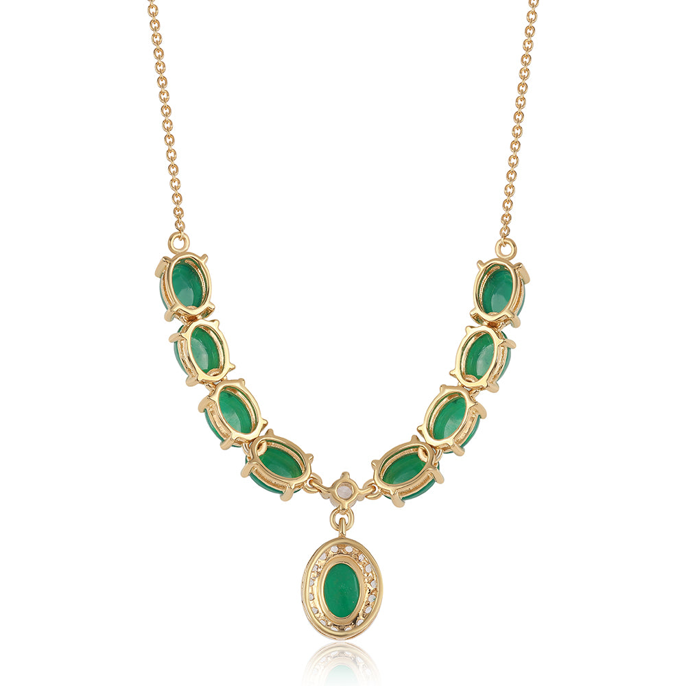 Collar de Plata Bañada en Oro con Ópalo Verde Etíope de Lega Dembi y Topacio Blanco