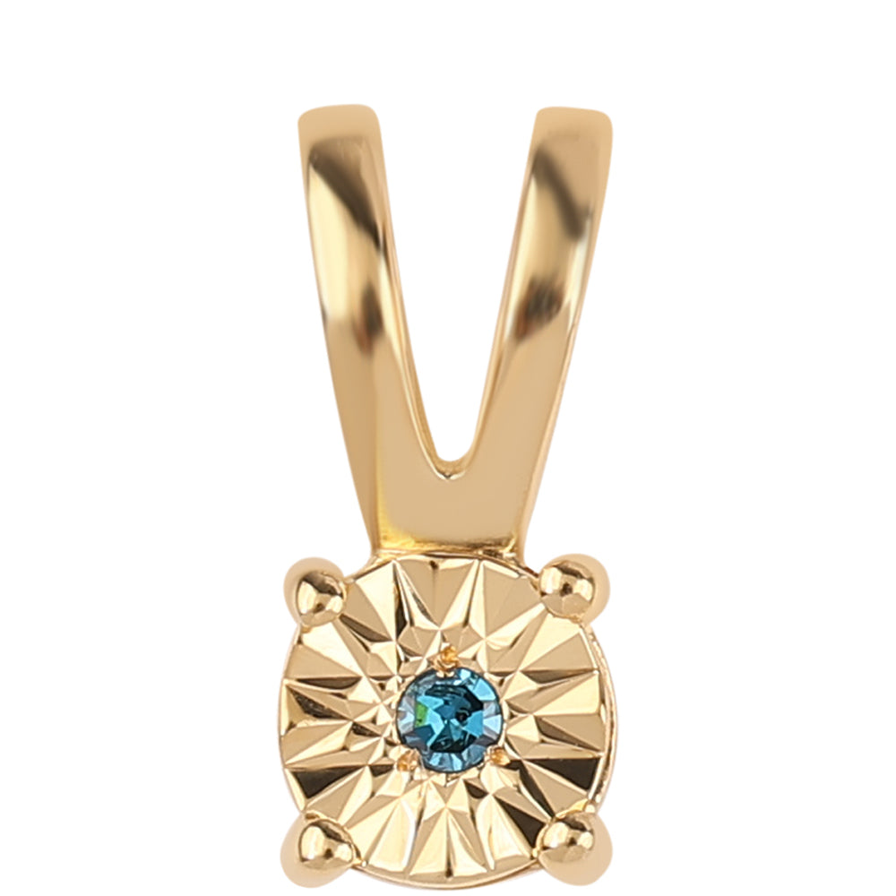 Colgante de Plata Bañada en Oro con Diamante Azul