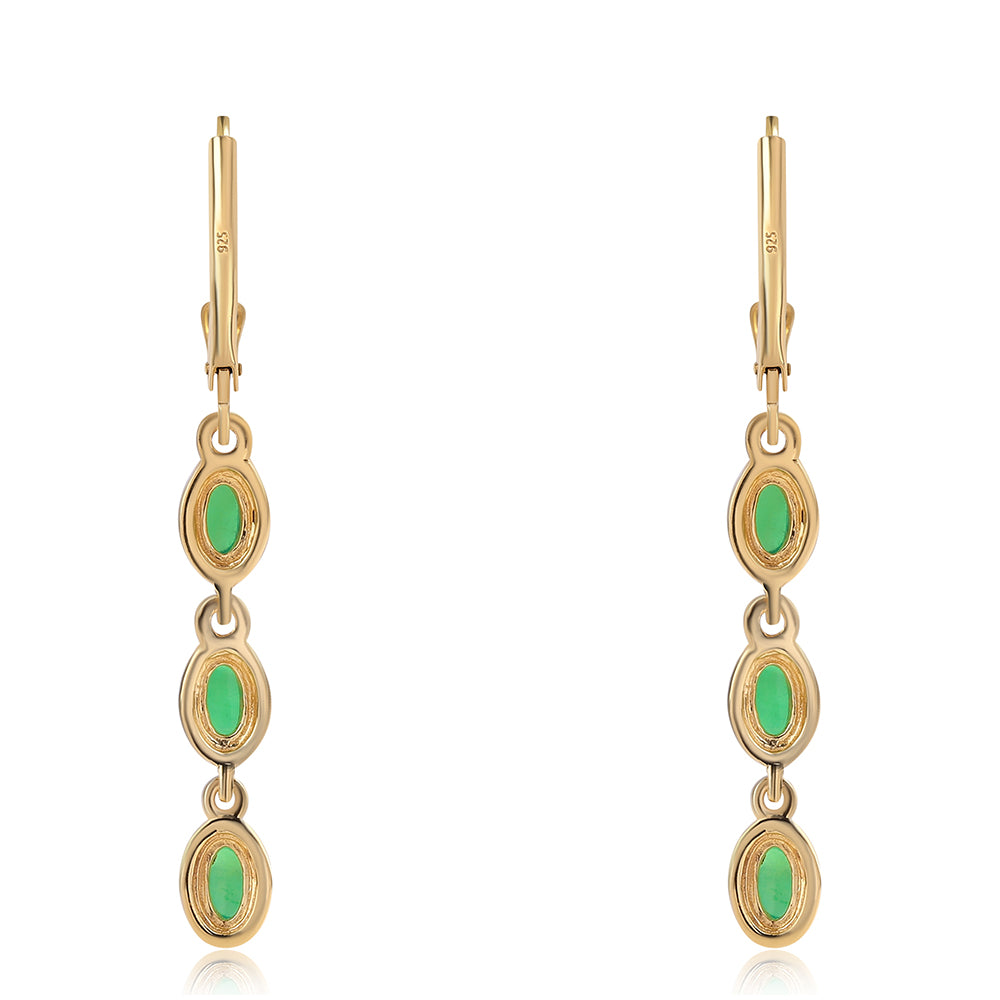 Pendientes de Plata Bañada en Oro con Ópalo Verde Etíope de Lega Dembi