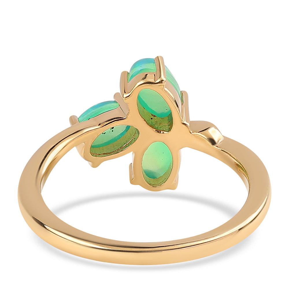 Anillo de Plata Bañada en Oro con Ópalo Verde Etíope de Lega Dembi