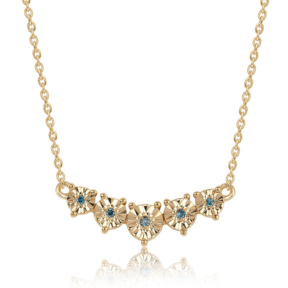 Collar de Plata Bañada en Oro con Diamante Azul