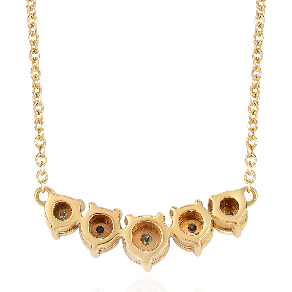 Collar de Plata Bañada en Oro con Diamante Azul