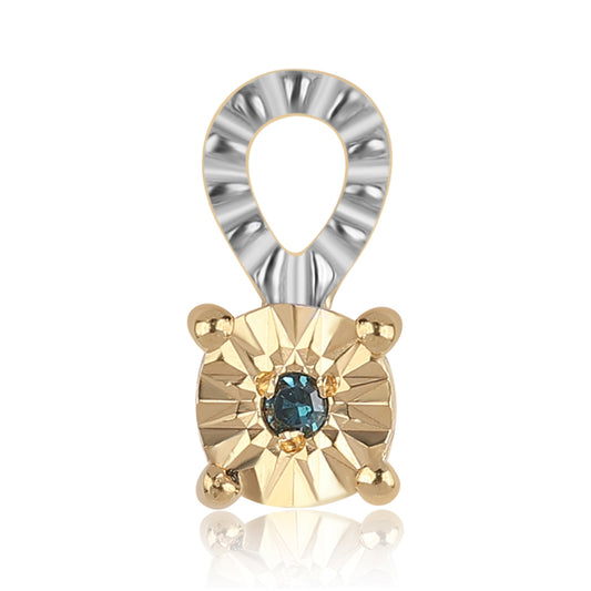 Conjunto de Plata Bañada en Oro con Diamante Azul ( Pendientes +Anillo +Colgante )