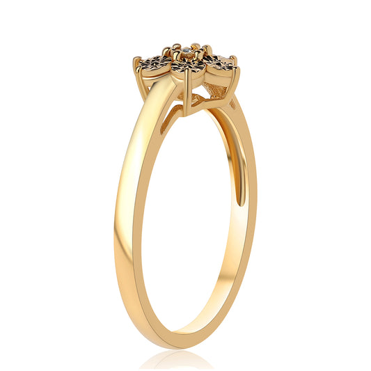 Anillo de Plata Bañada en Oro con Diamante Azul