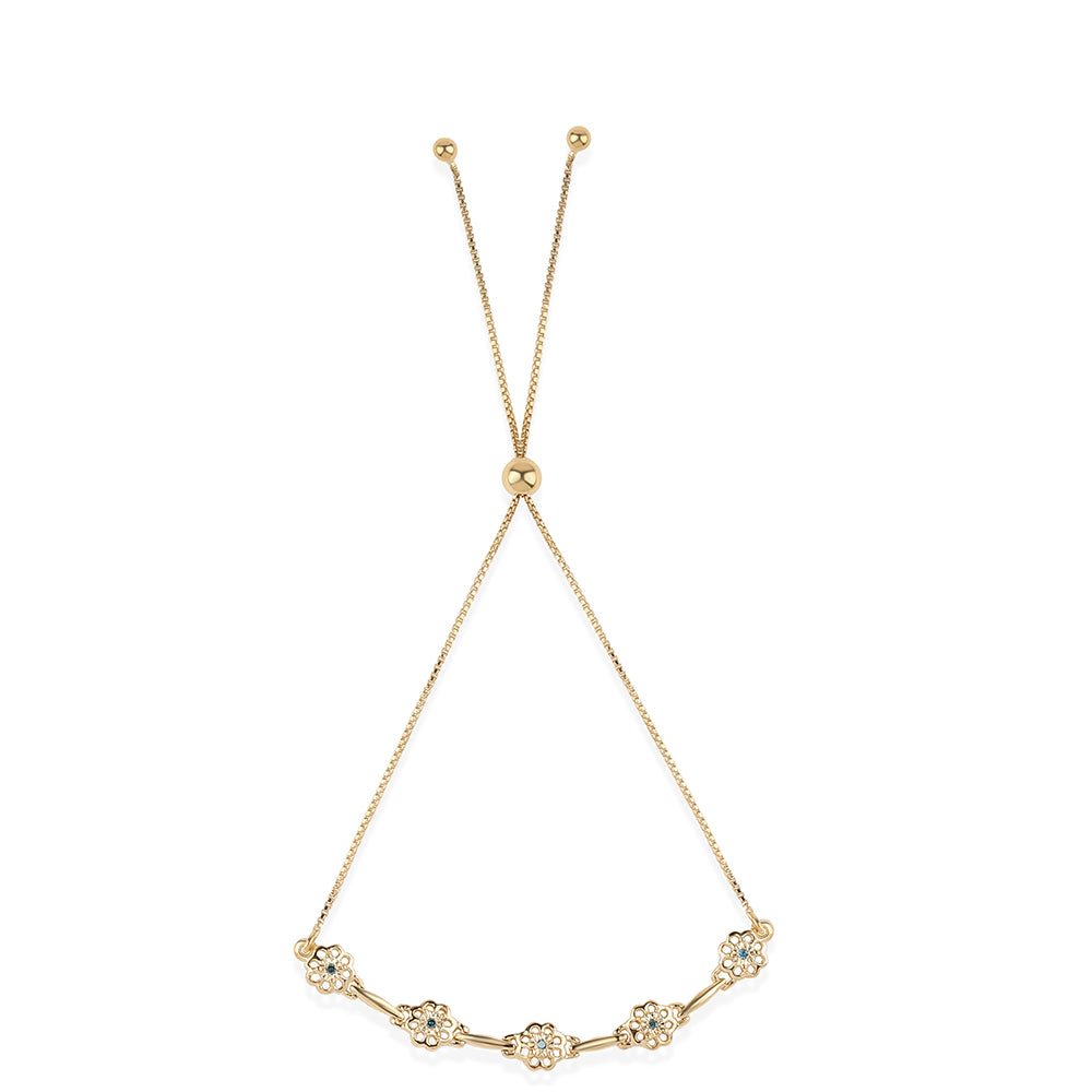Pulsera de Plata Bañada en Oro con Diamante Azul