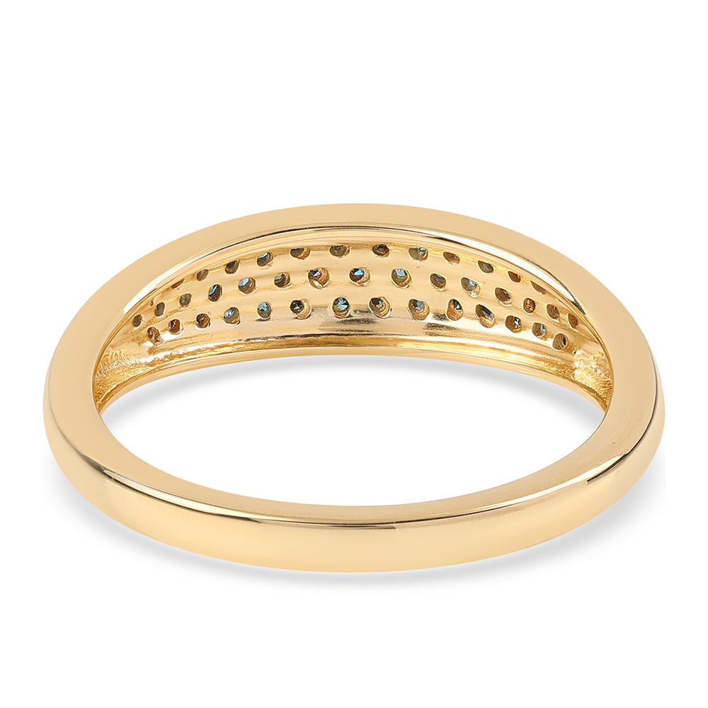 Anillo de Plata Bañada en Oro con Diamante Azul