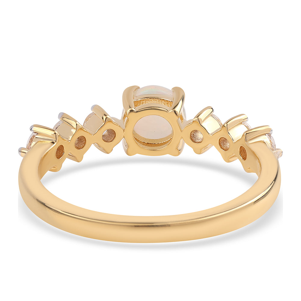 Anillo de Plata Bañada en Oro con Ópalo Etíope de Lega Dembi y Topacio Blanco 2