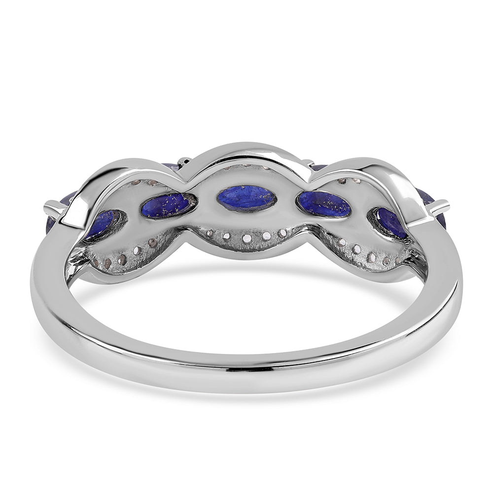 Anillo de Plata con Zafiro Azul Australiano y Topacio Blanco