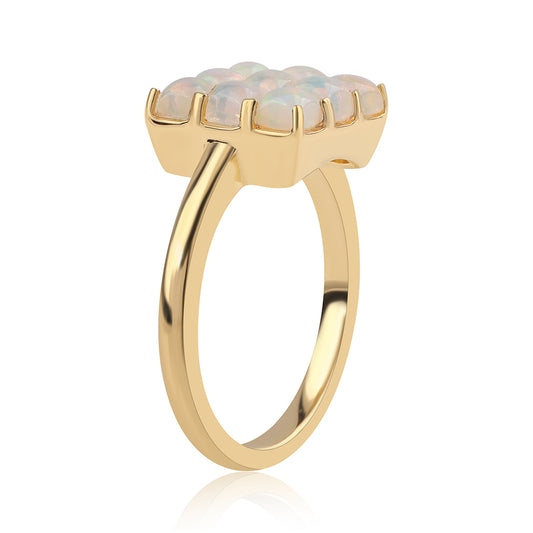 Anillo de Plata Bañada en Oro con Ópalo Etíope de Lega Dembi