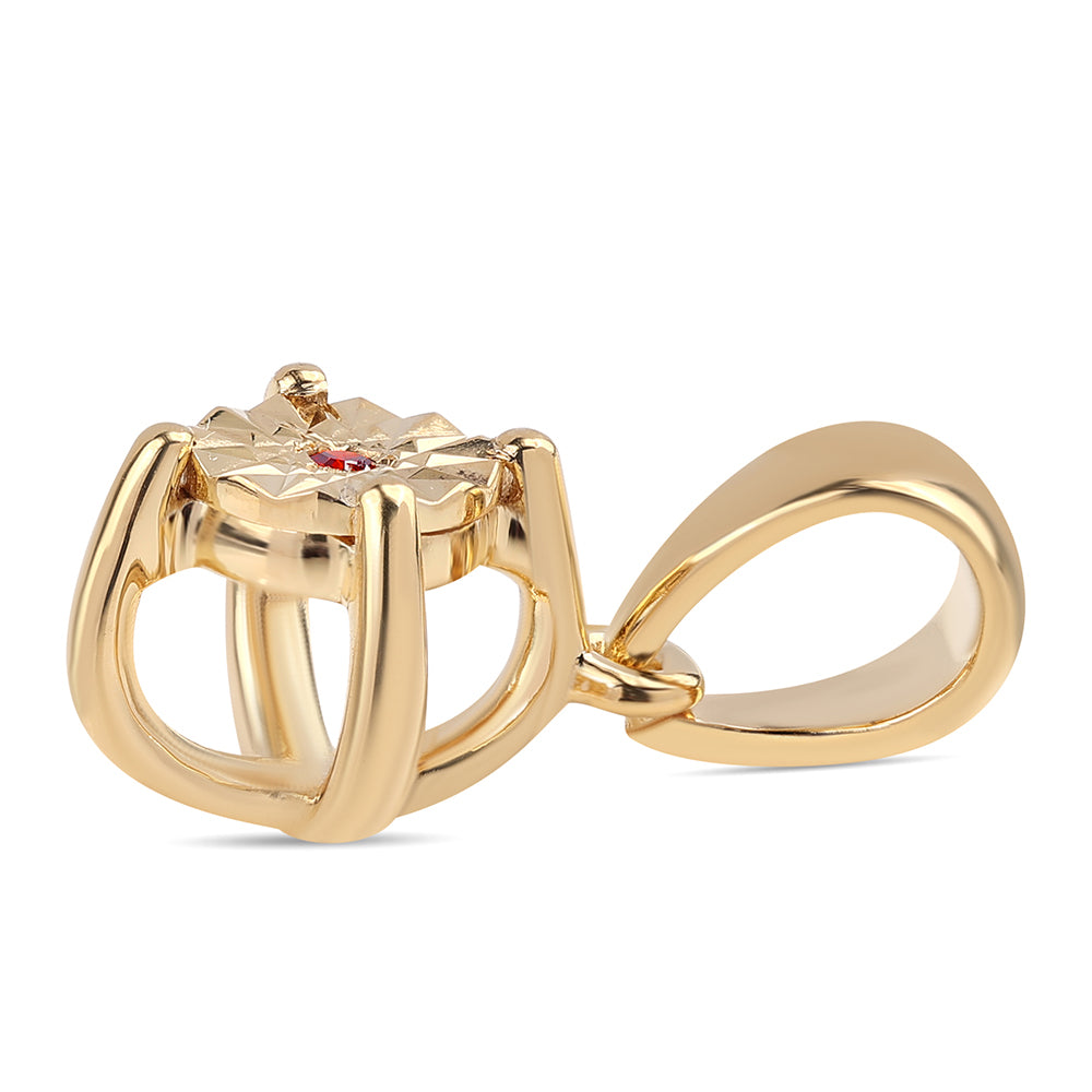 Conjunto de Plata Bañada en Oro con Diamante Rojo ( Pendientes +Anillo +Colgante )