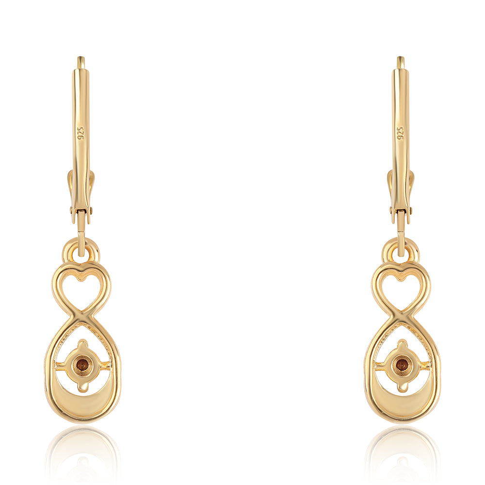 Pendientes de Plata Bañada en Oro con Diamante Rojo