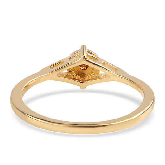 Anillo de Plata Bañada en Oro con Diamante Rojo