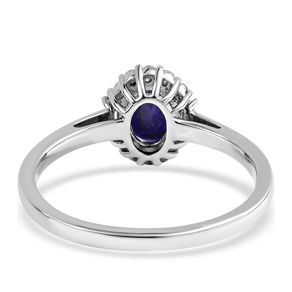 Anillo de Plata con Zafiro Azul Australiano y Topacio Blanco