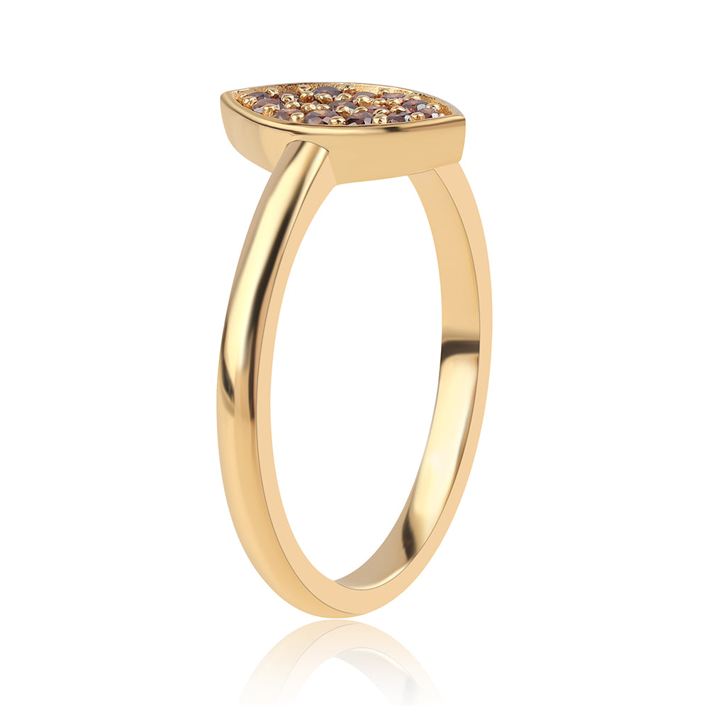 Anillo de Plata Bañada en Oro con Diamante Rojo