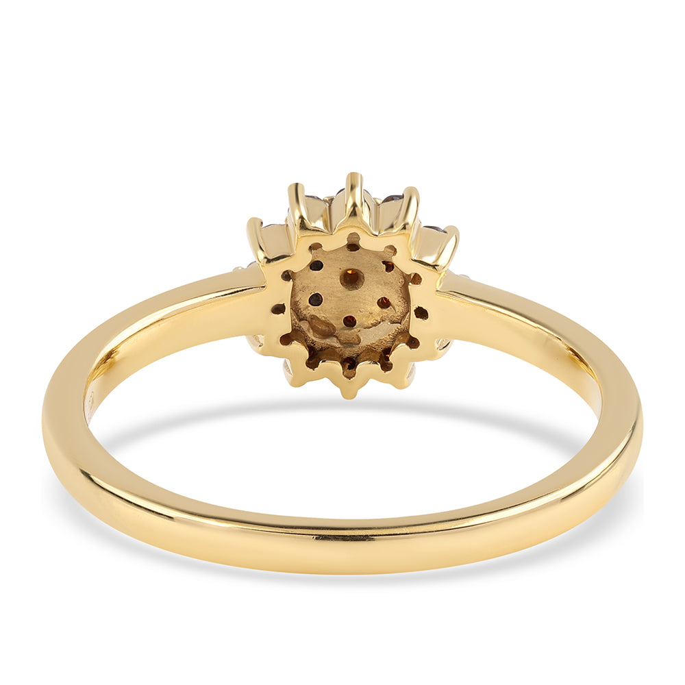 Anillo de Plata Bañada en Oro con Diamante Rojo