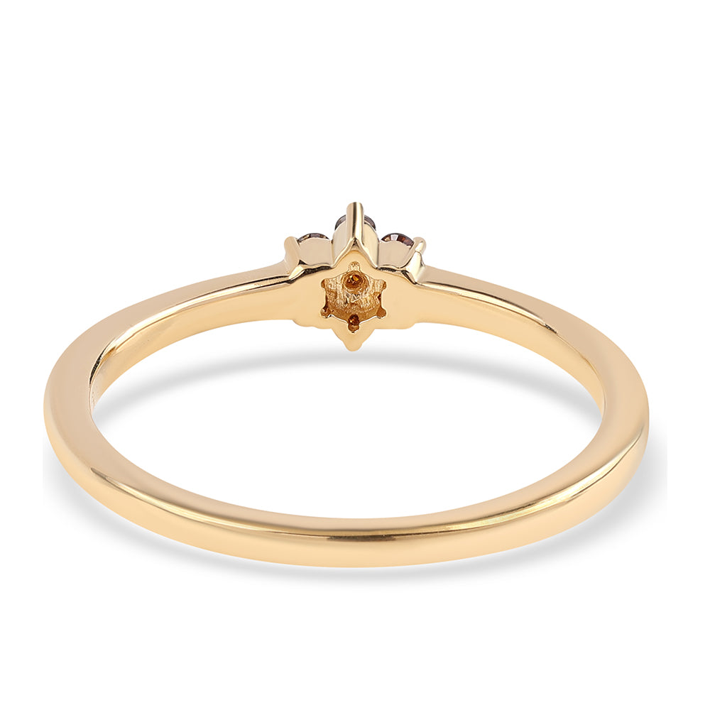 Anillo de Plata Bañada en Oro con Diamante Rojo