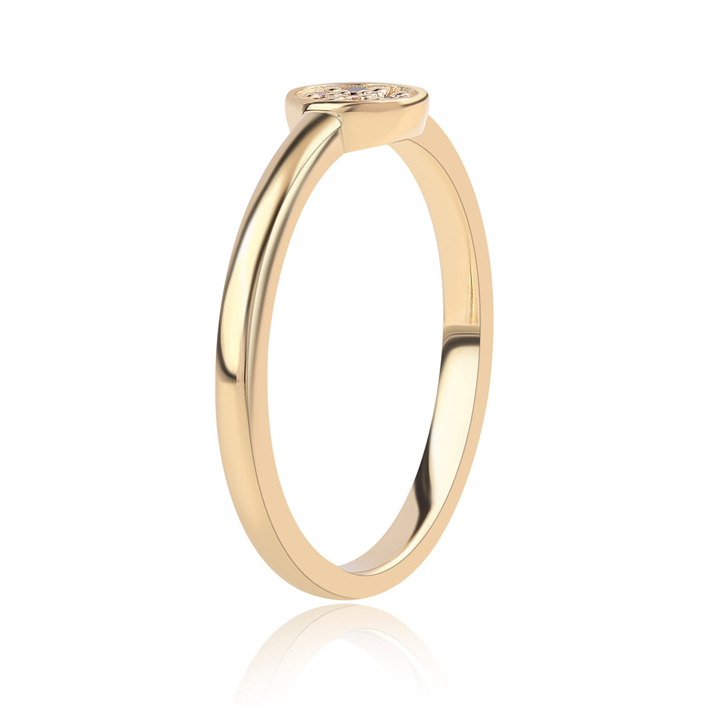 Anillo de Plata Bañada en Oro con Diamante Rojo
