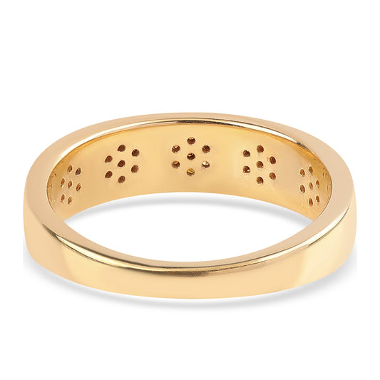 Anillo de Plata Bañada en Oro con Diamante Rojo