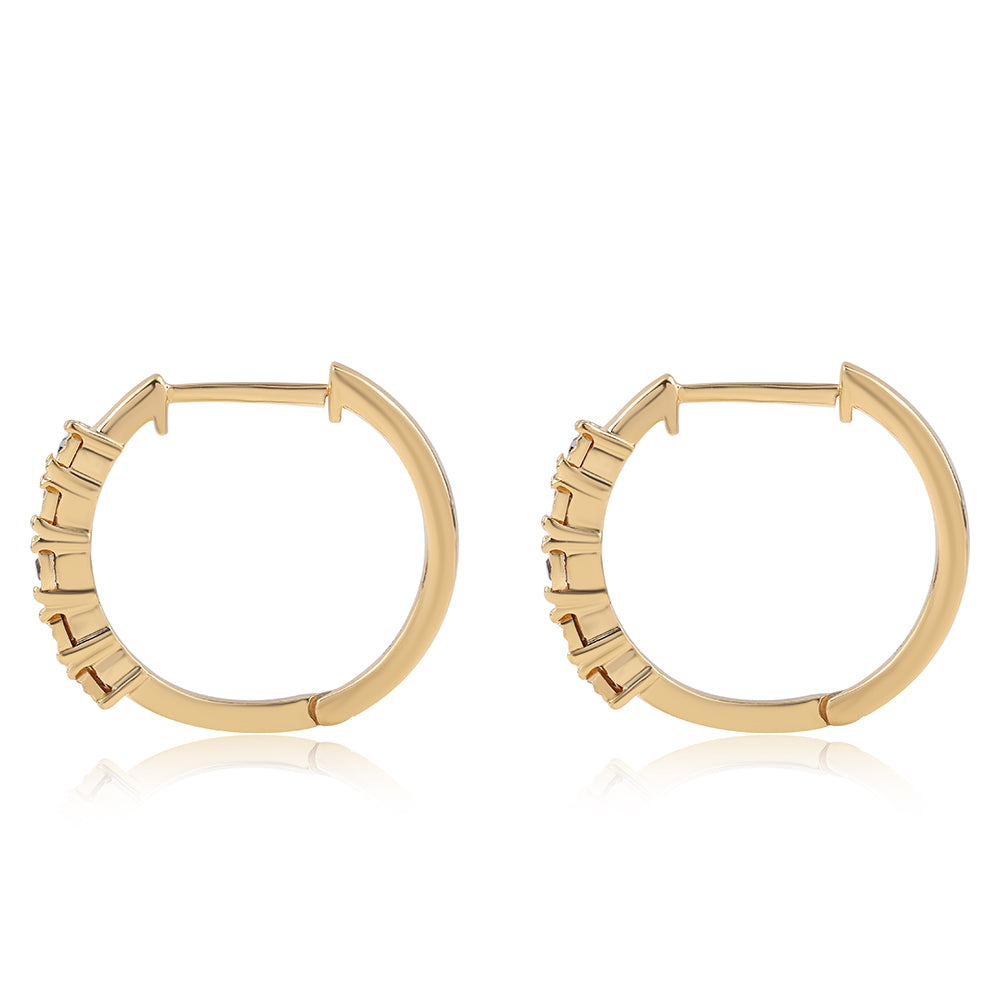 Pendientes de Plata Bañada en Oro con Diamante Rojo