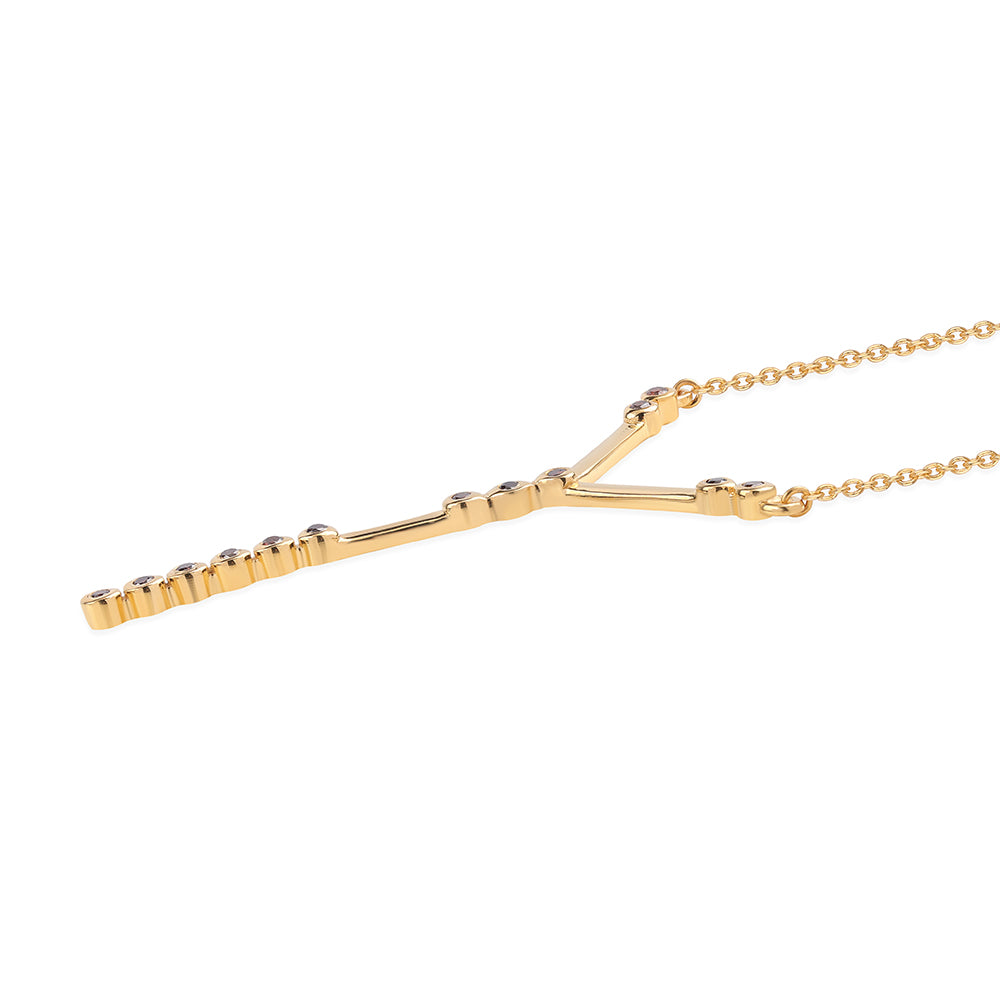 Collar de Plata Bañada en Oro con Diamante Rojo