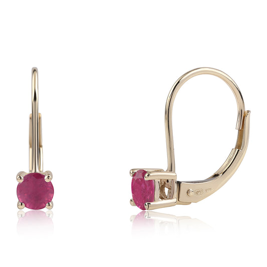 Pendientes de Oro 9K con Rubí de Tailandia