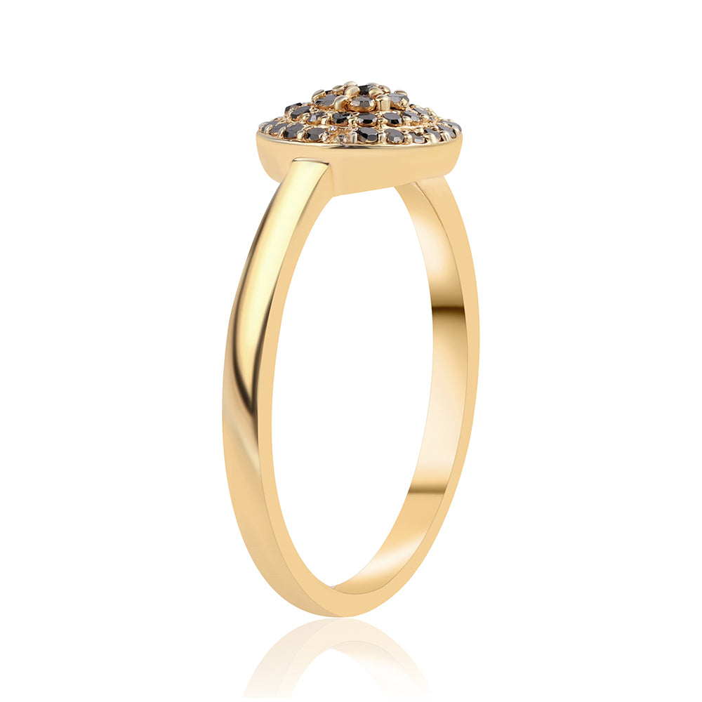 Anillo de Plata Bañada en Oro con Diamante Negro