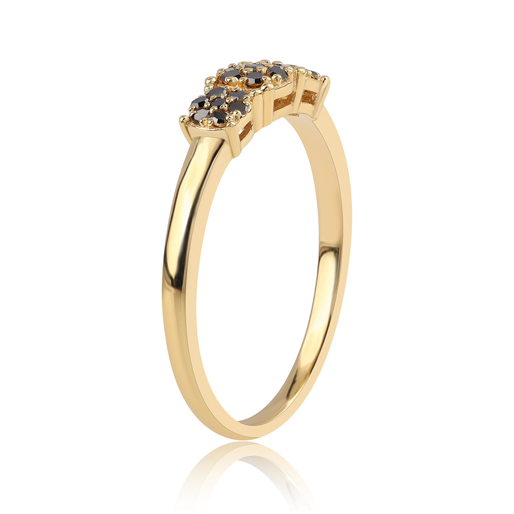 Anillo de Plata Bañada en Oro con Diamante Negro