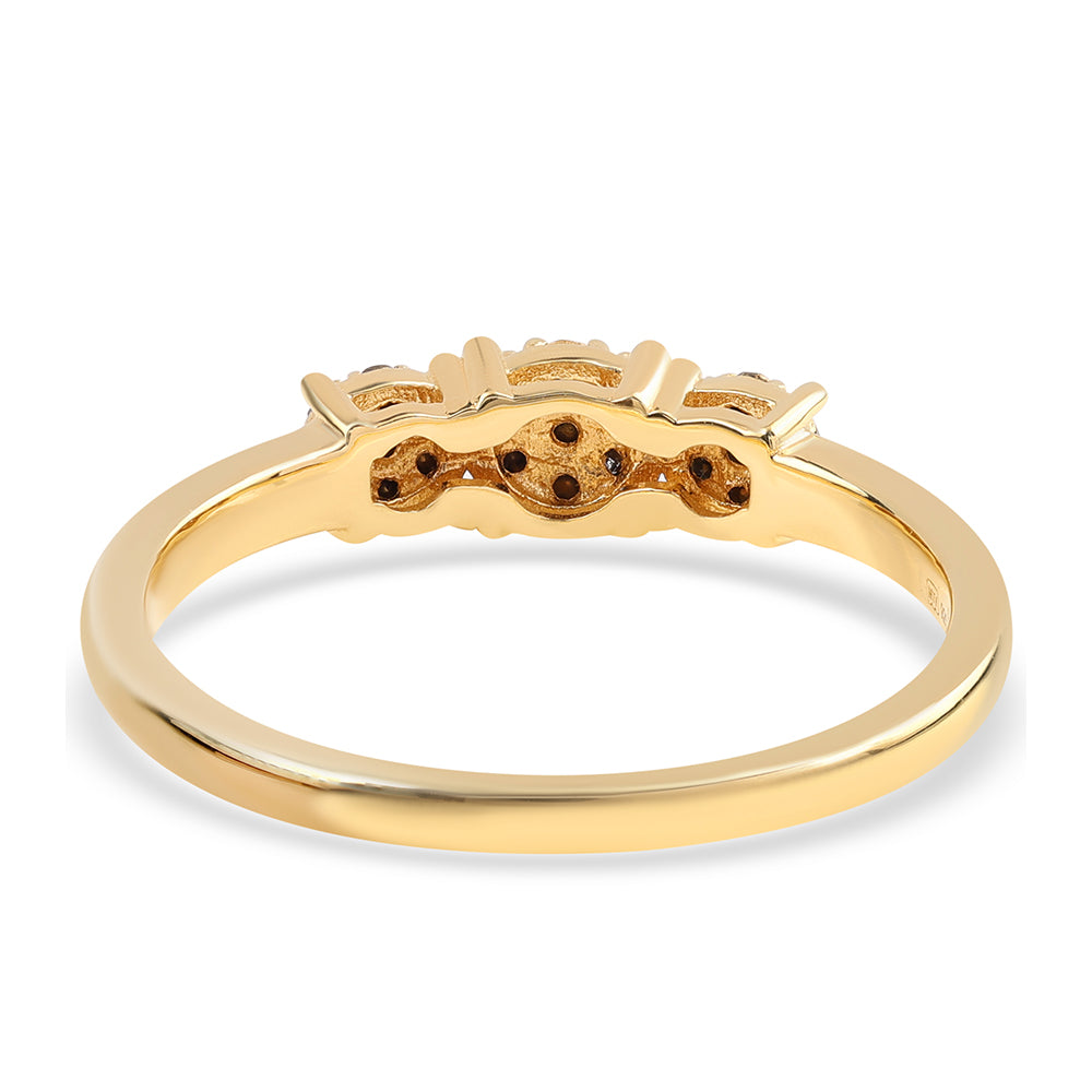 Anillo de Plata Bañada en Oro con Diamante Negro