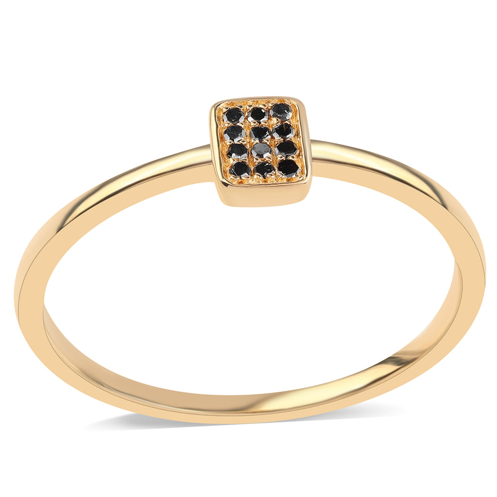 Anillo de Plata Bañada en Oro con Diamante Negro